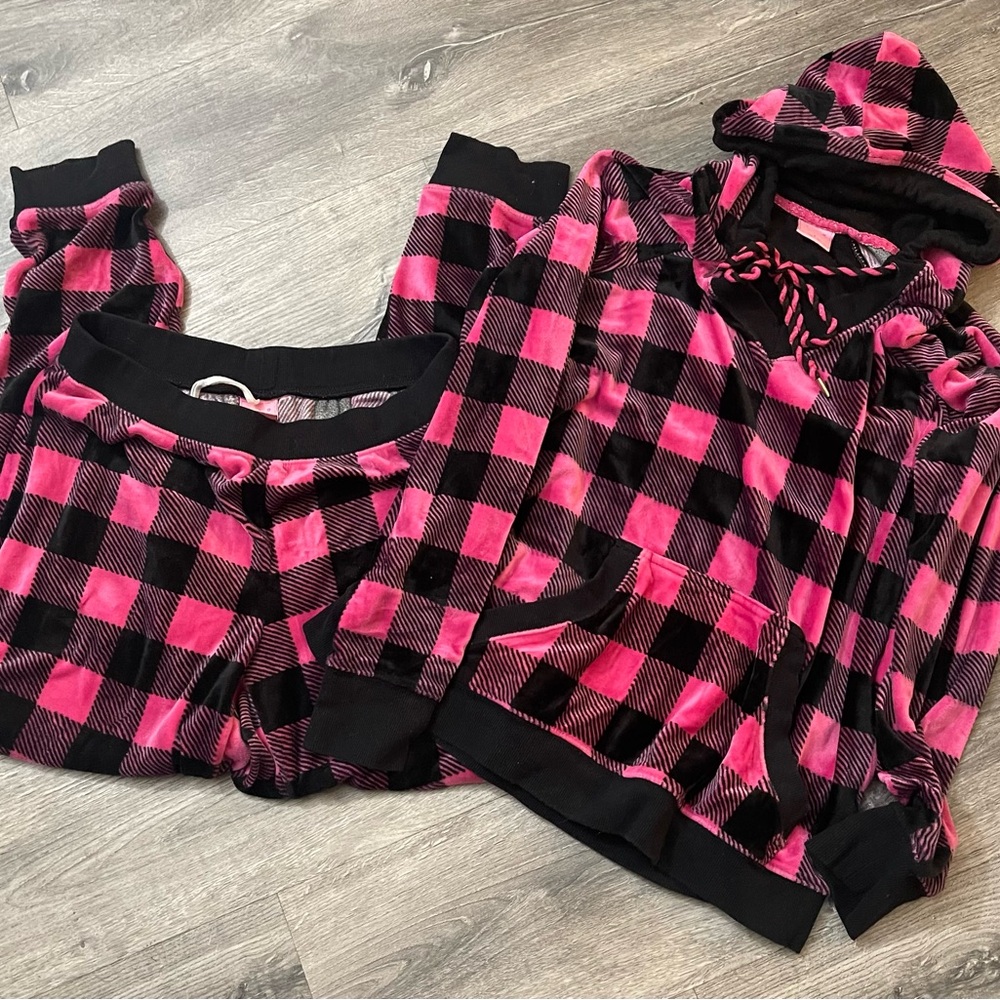Jenni Pink and Black Checkered Lounge Set size S